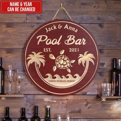 Welcome To Pool House - Personalized Wood Sign, Beach Bar Sign, Personalized Pool Sign