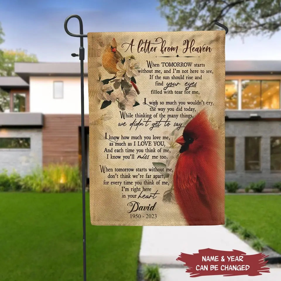 A Letter From Heaven When Tomorrow Starts Without Me - Personalized Garden Flag