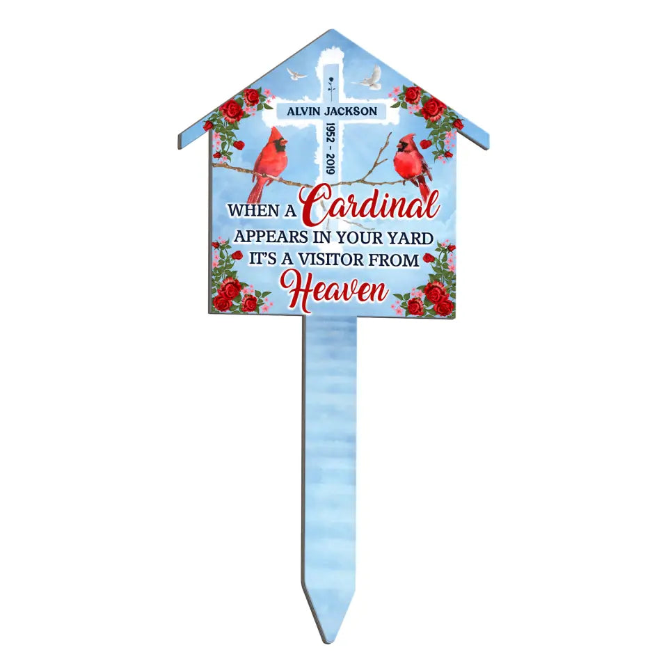 When A Cardinal Appears In Your Yard - Personalized Memorial Plaque Stake