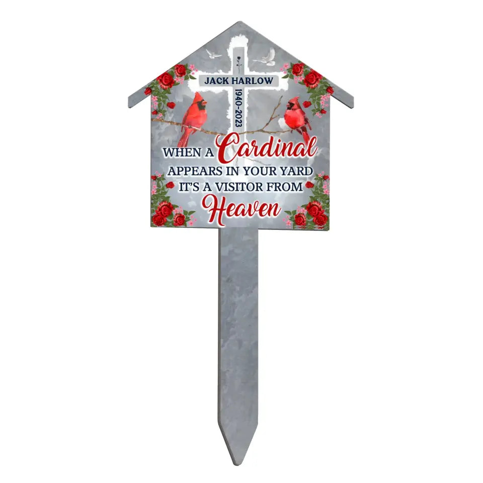 When A Cardinal Appears In Your Yard - Personalized Memorial Plaque Stake