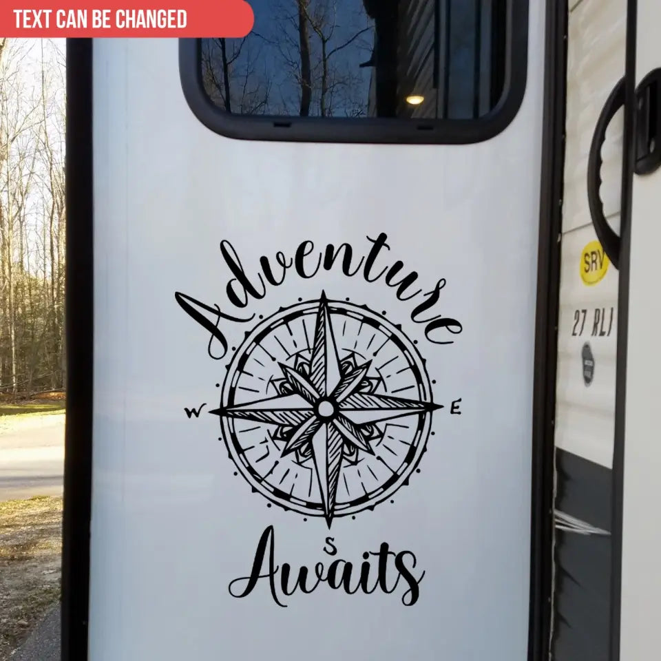 Adventure Awaits - Personalized Decal, Camping Decal For Camping Lovers