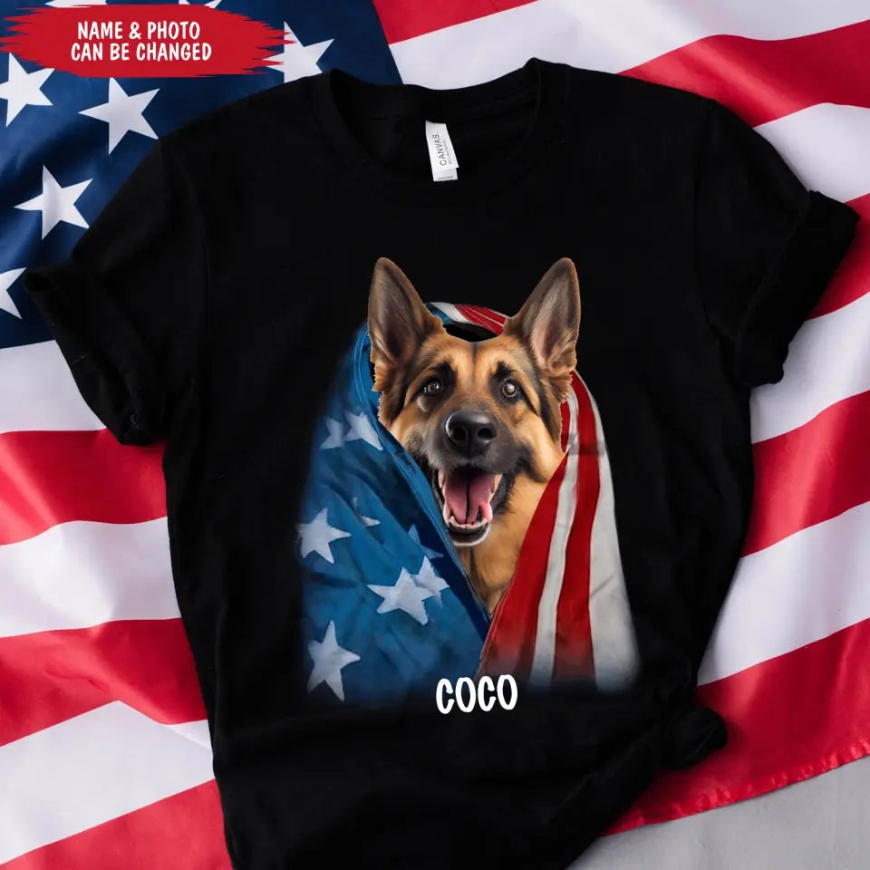 Happy 4th July America Dog - Personalized T-Shirt, 4th Of July T-Shirt, Gift For Dog Lovers