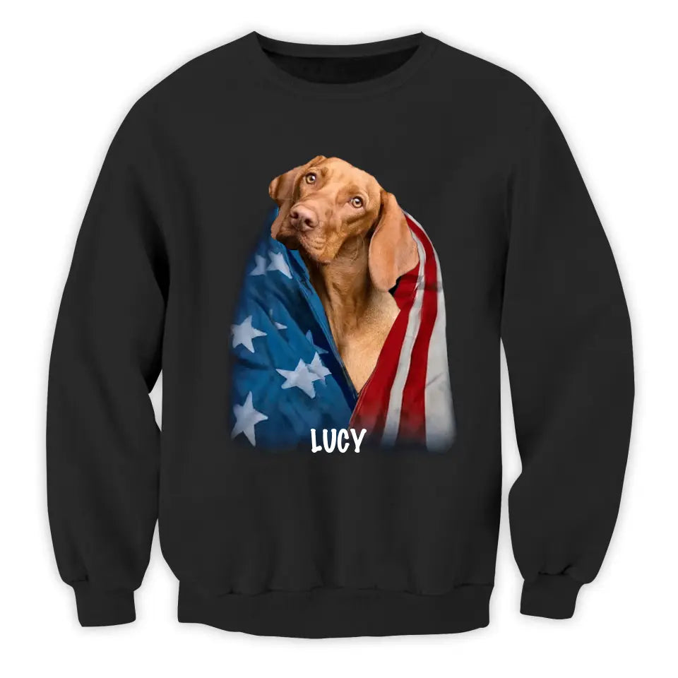 Happy 4th July America Dog - Personalized T-Shirt, 4th Of July T-Shirt, Gift For Dog Lovers