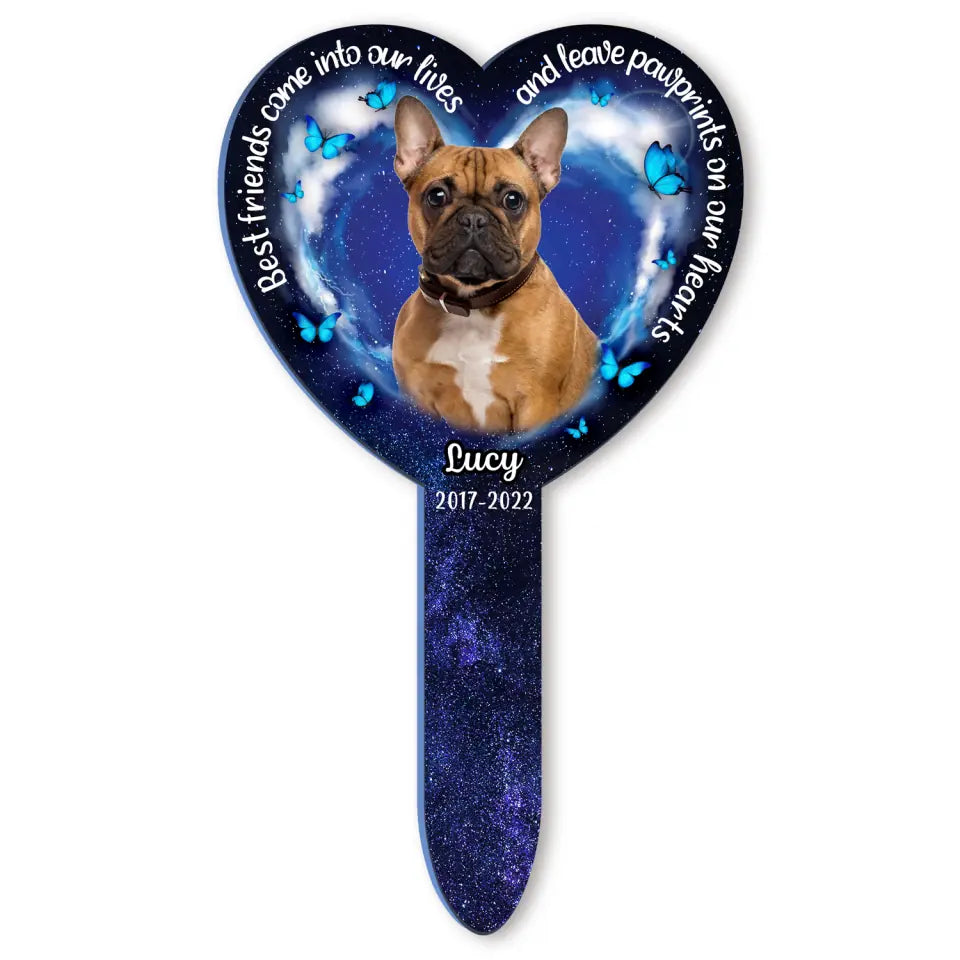Best Friends Leave Pawprints On Our Heart - Personalized Plaque Stake, Dog Memorial Gift, Loss Gift For Dog Lovers