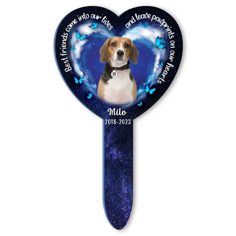 Best Friends Leave Pawprints On Our Heart - Personalized Plaque Stake, Dog Memorial Gift, Loss Gift For Dog Lovers
