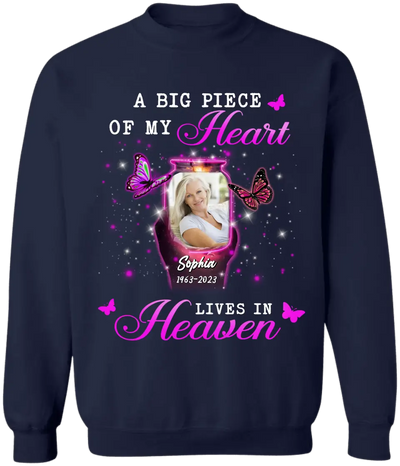 A Big Piece Of My Hear Lives In Heaven - Personalized T-shirt, Sympathy Family Gift