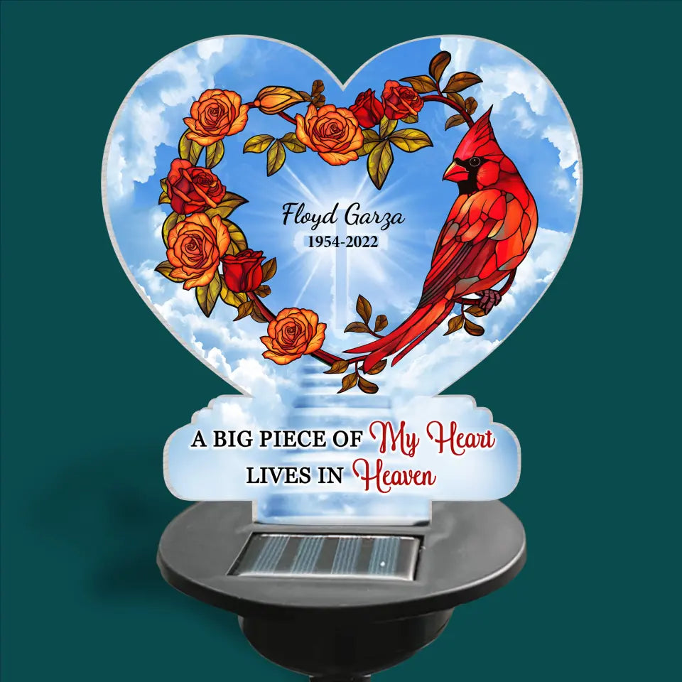 A Big Piece Of My Heart Lives In Heaven - Personalized Solar Light, Remembrance Gift