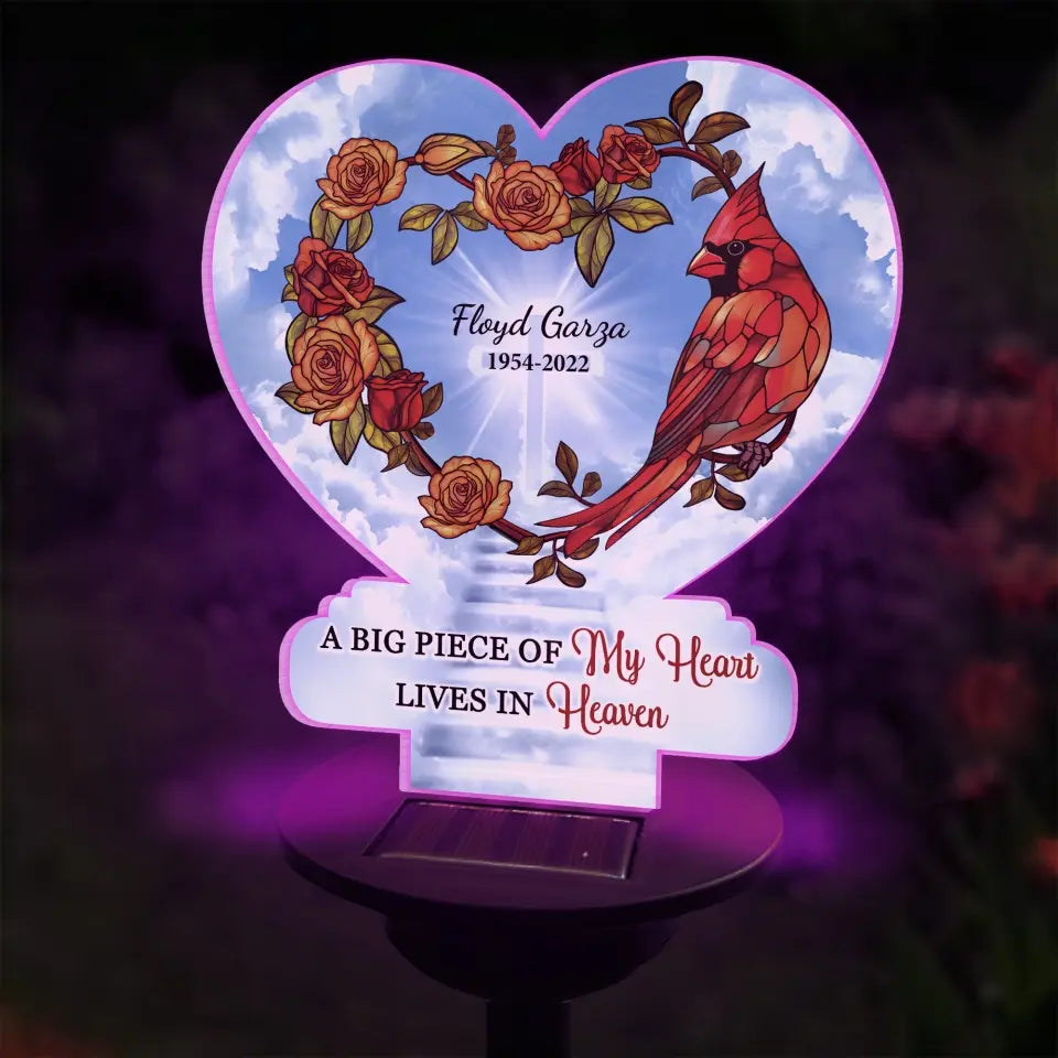 A Big Piece Of My Heart Lives In Heaven - Personalized Solar Light, Remembrance Gift
