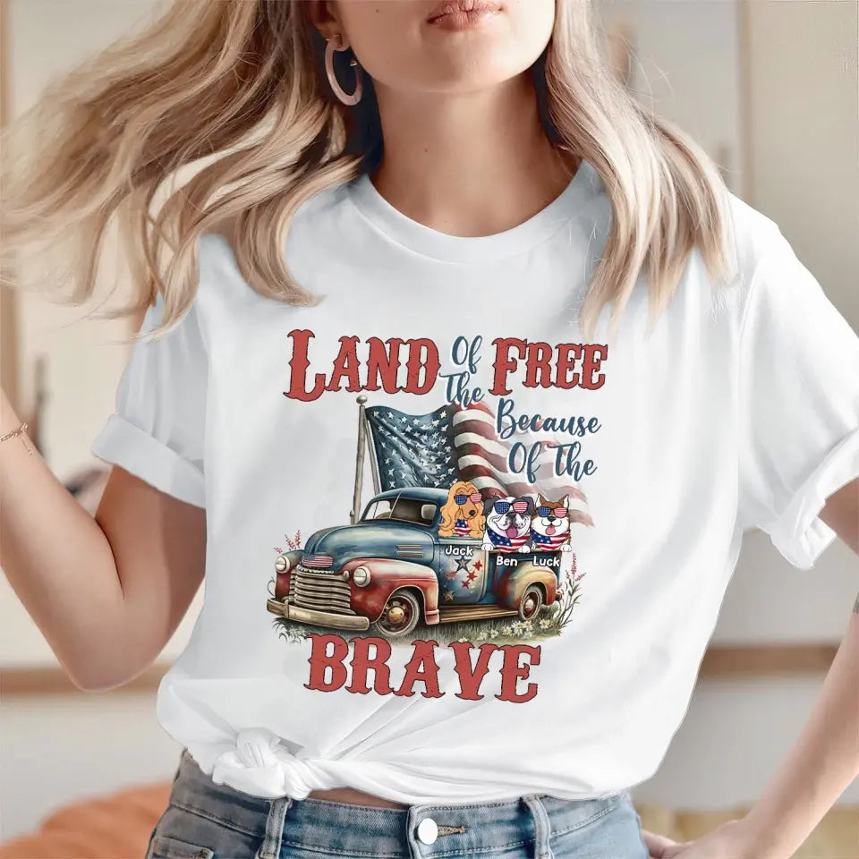 Land of the Free Because Of The Brave - Personalized T-Shirt, Gift For 4th Of July