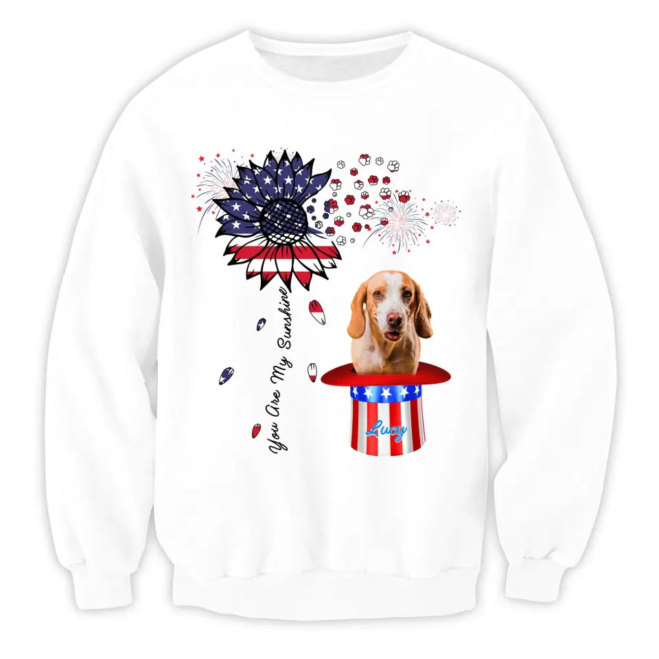 You Are My Sunshine Flower Dog Photo - Personalized T-shirt, Independence Gift For Dog Lovers