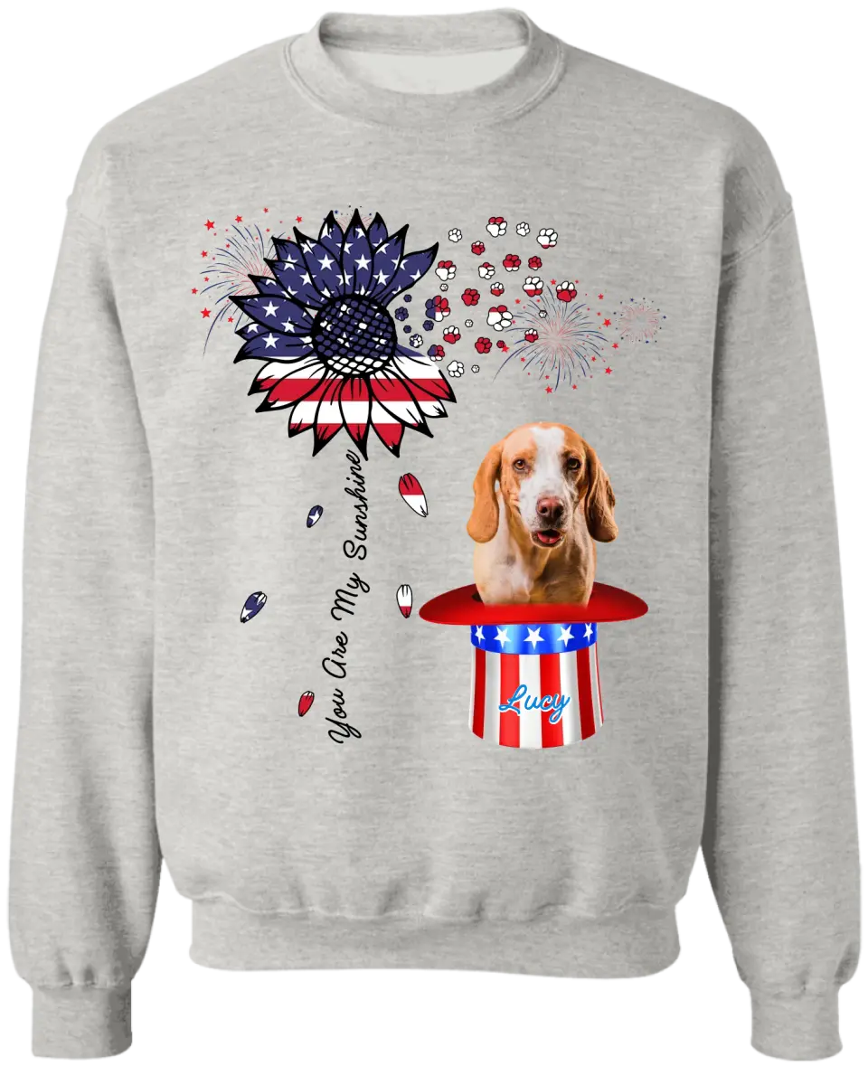 You Are My Sunshine Flower Dog Photo - Personalized T-shirt, Independence Gift For Dog Lovers