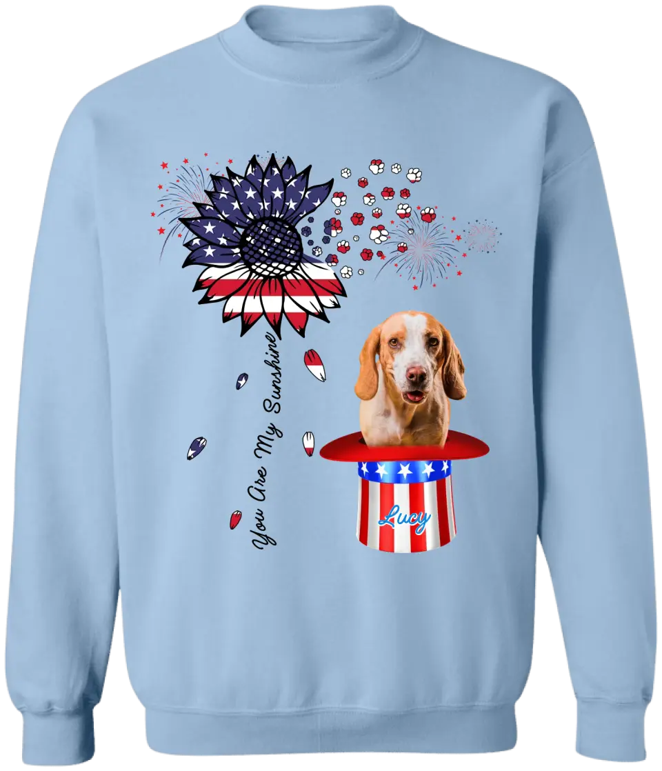 You Are My Sunshine Flower Dog Photo - Personalized T-shirt, Independence Gift For Dog Lovers