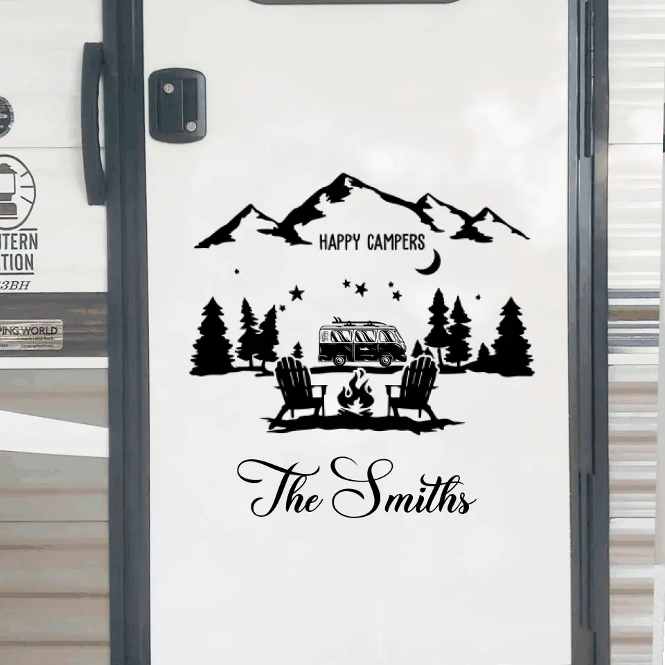 Happy Campers - Personalized Decal, Camping Decal For Camping Lovers