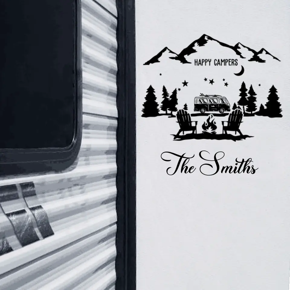 Happy Campers - Personalized Decal, Camping Decal For Camping Lovers