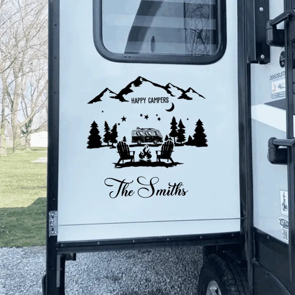 Happy Campers - Personalized Decal, Camping Decal For Camping Lovers