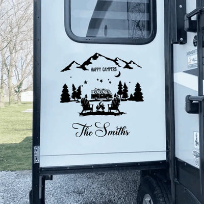 Happy Campers - Personalized Decal, Camping Decal For Camping Lovers