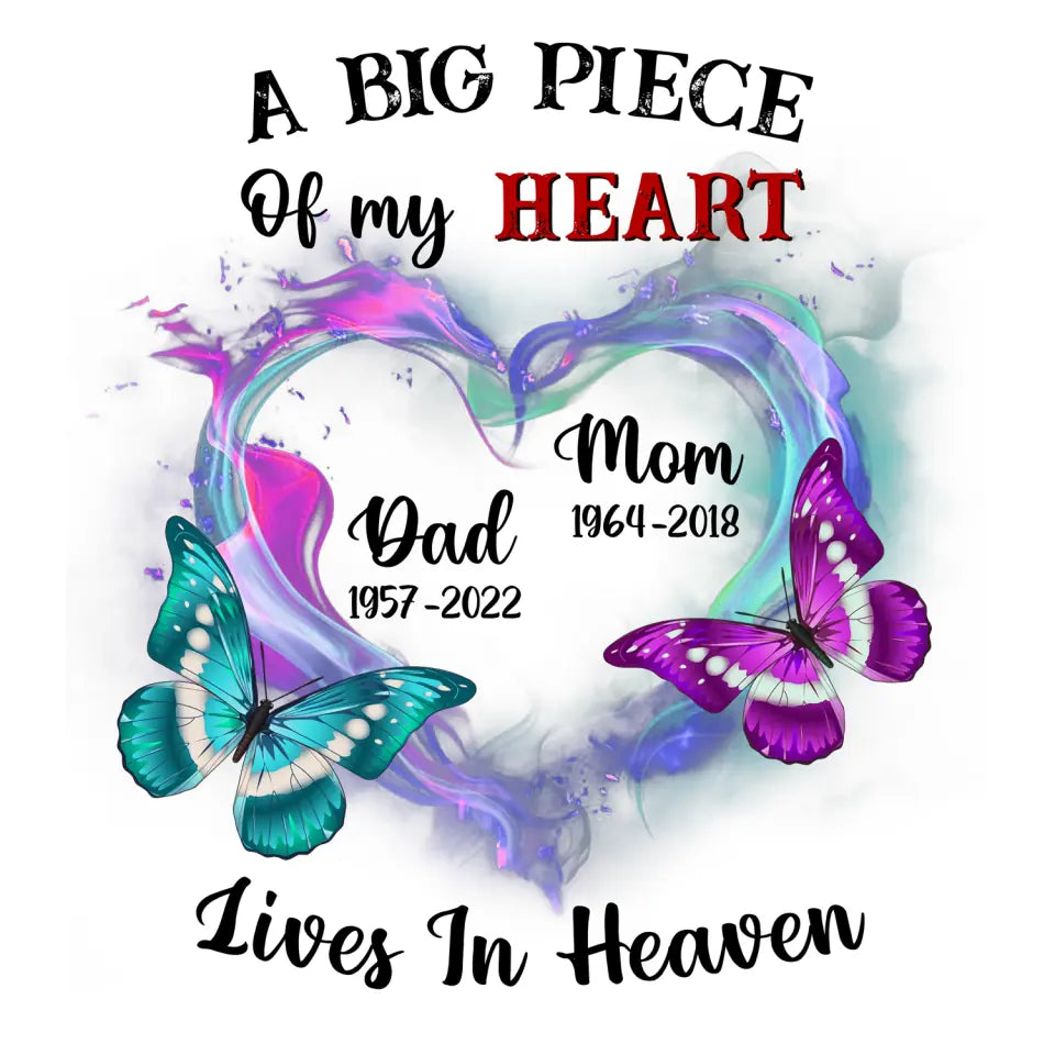A Big Piece Of My Heart Lives In Heaven - Personalized Decal