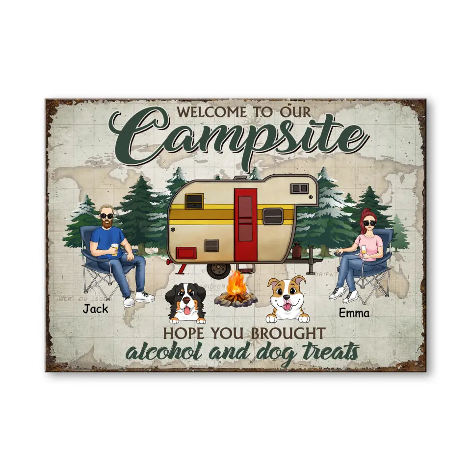 Welcome To Our Campsite - Personalized Camping Metal Sign