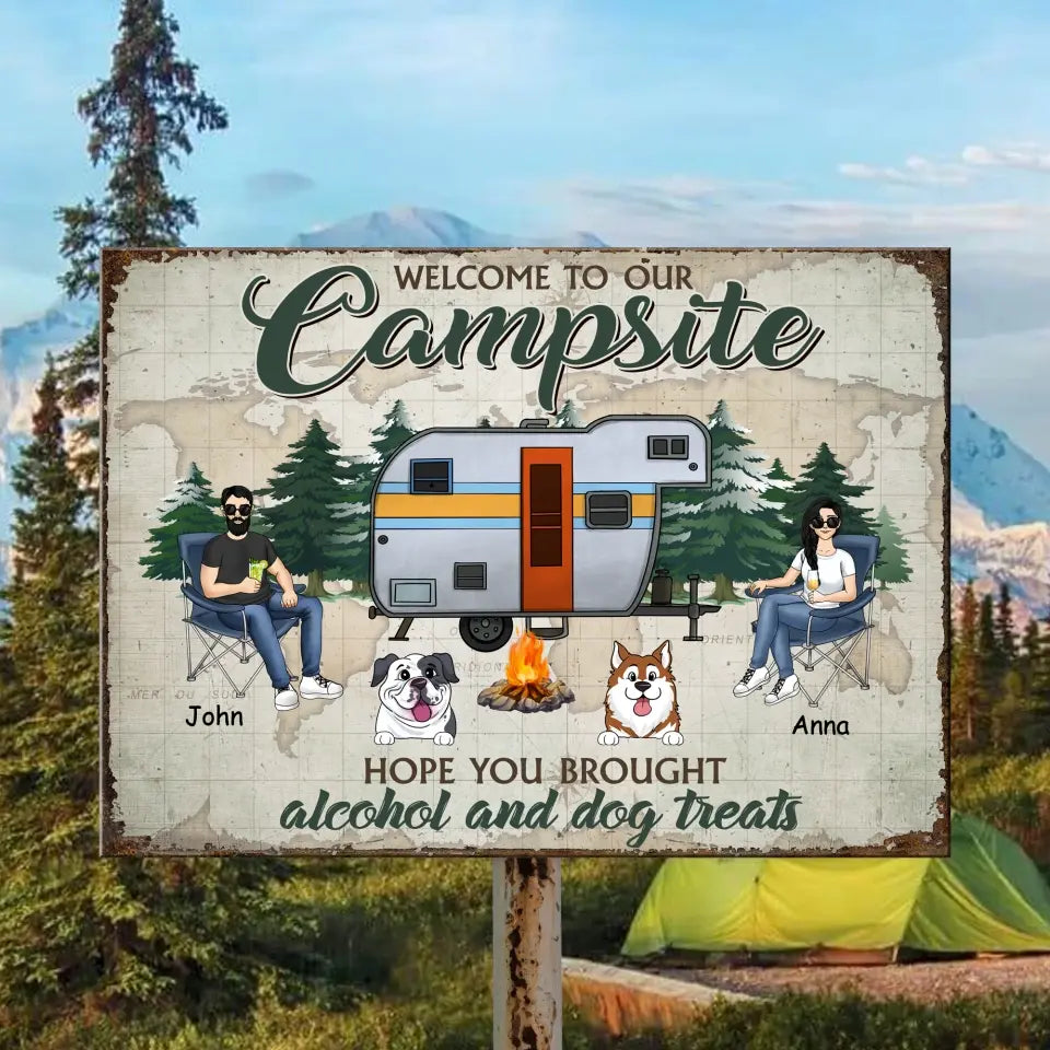Welcome To Our Campsite - Personalized Camping Metal Sign