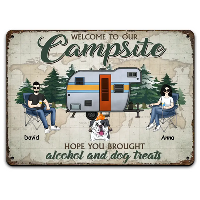 Welcome To Our Campsite - Personalized Camping Metal Sign