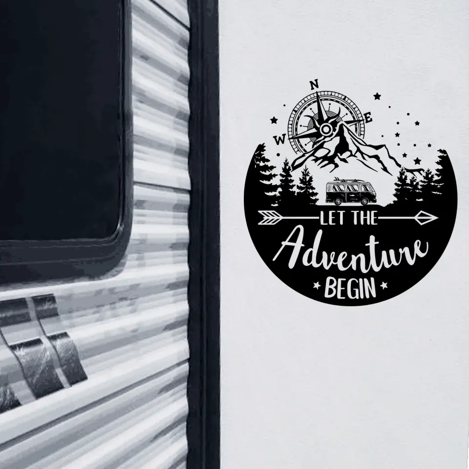 Let The Adventure Begin - Personalized Decal, Camping Decal For Camping Lovers