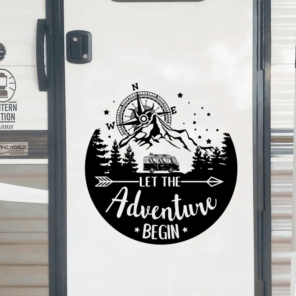 Let The Adventure Begin - Personalized Decal, Camping Decal For Camping Lovers