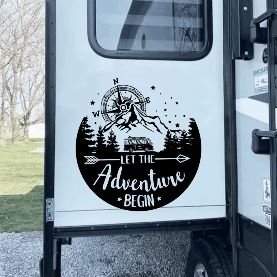 Let The Adventure Begin - Personalized Decal, Camping Decal For Camping Lovers