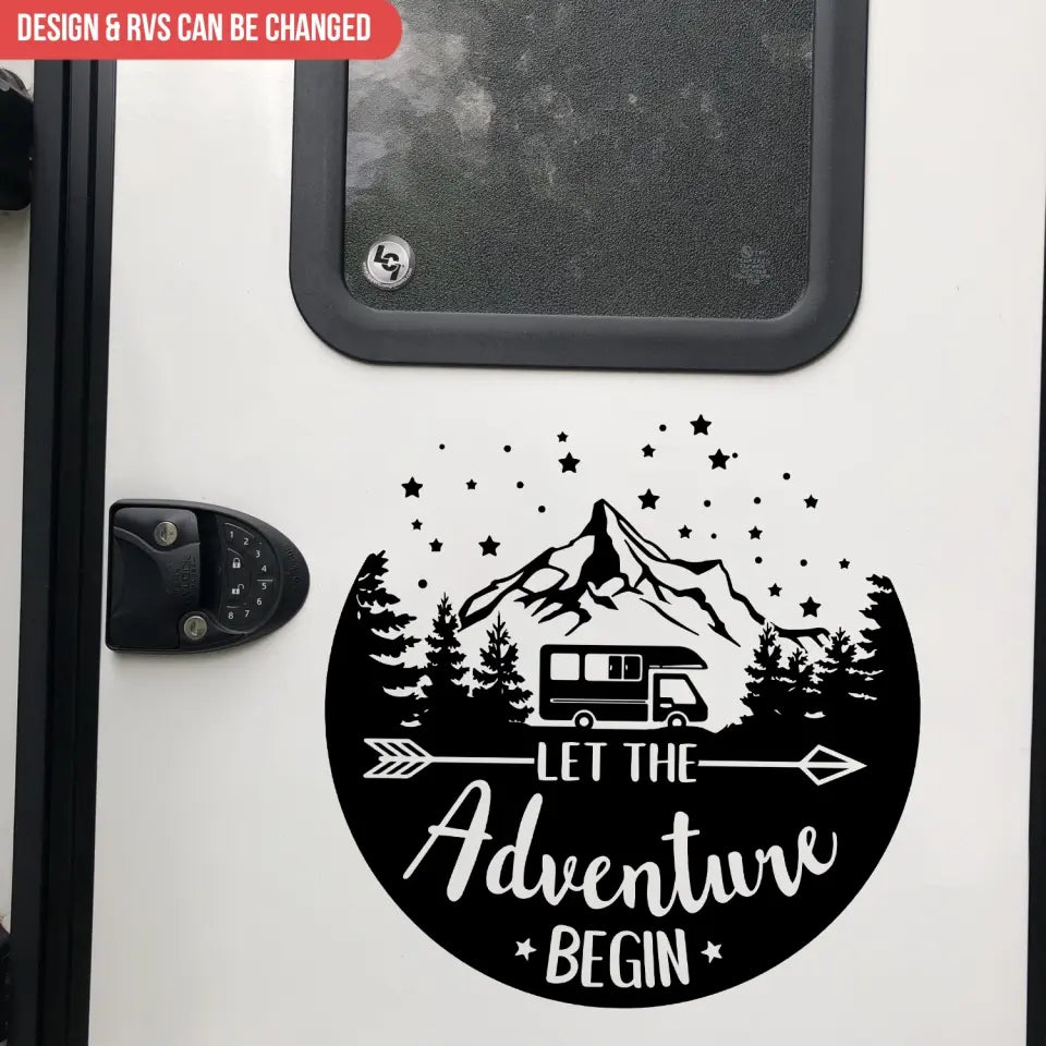 Let The Adventure Begin - Personalized Decal, Camping Decal For Camping Lovers