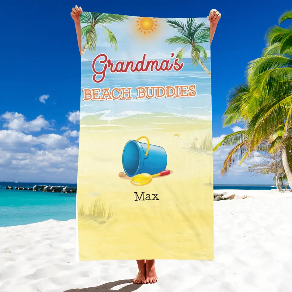 Grandma's Beach Buddies - Personalized Beach Towel, Summer Gift For Grandma