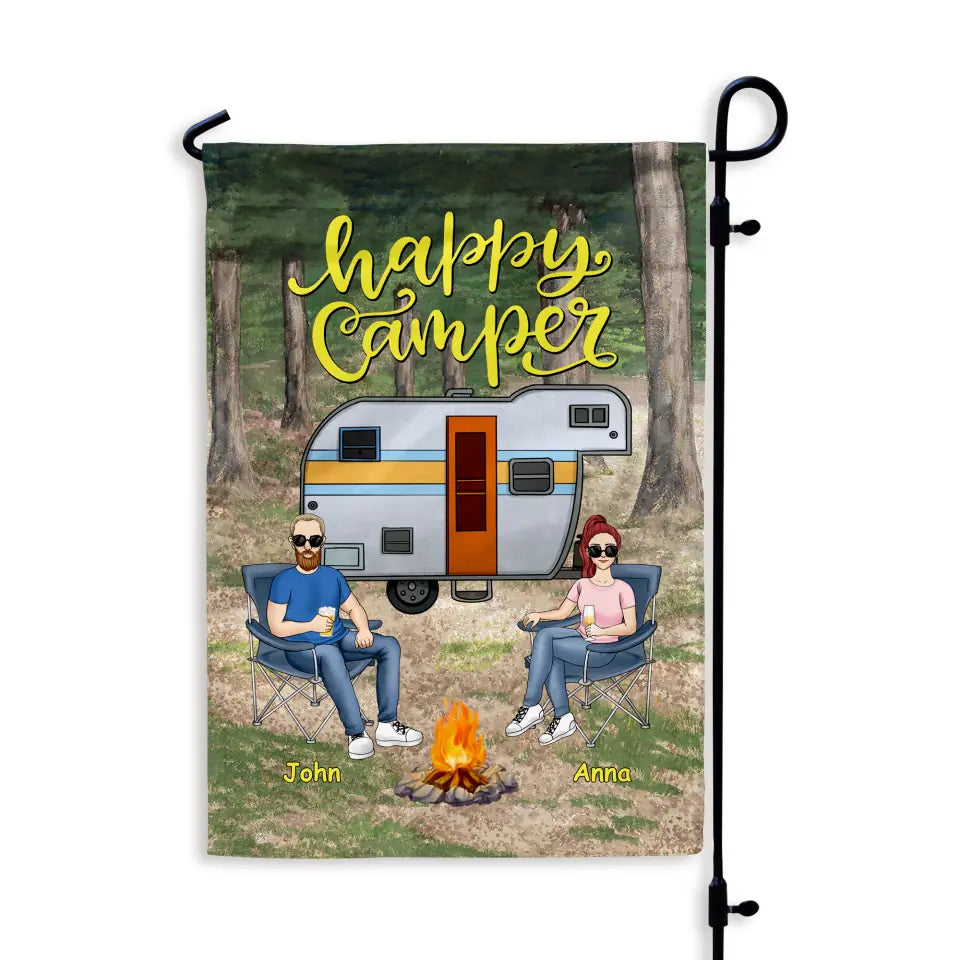 Happy Camper - Personalized Garden Flag, Gift For Camping Lover