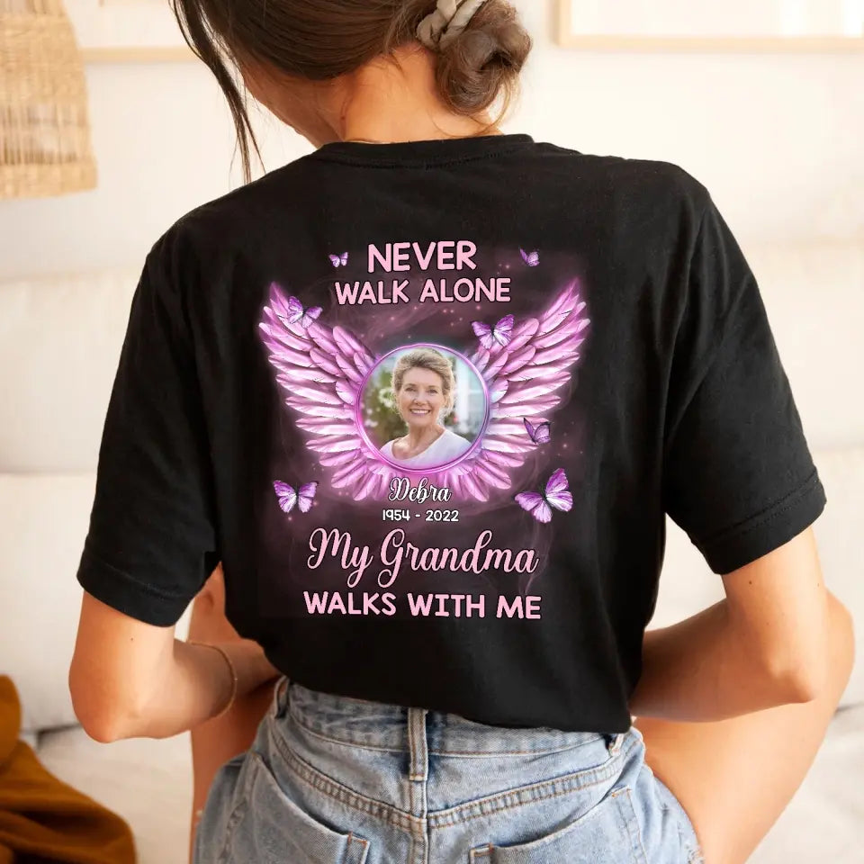 Never Walk Alone My Son Walks With Me - Personalized T-Shirt, Memorial Gift