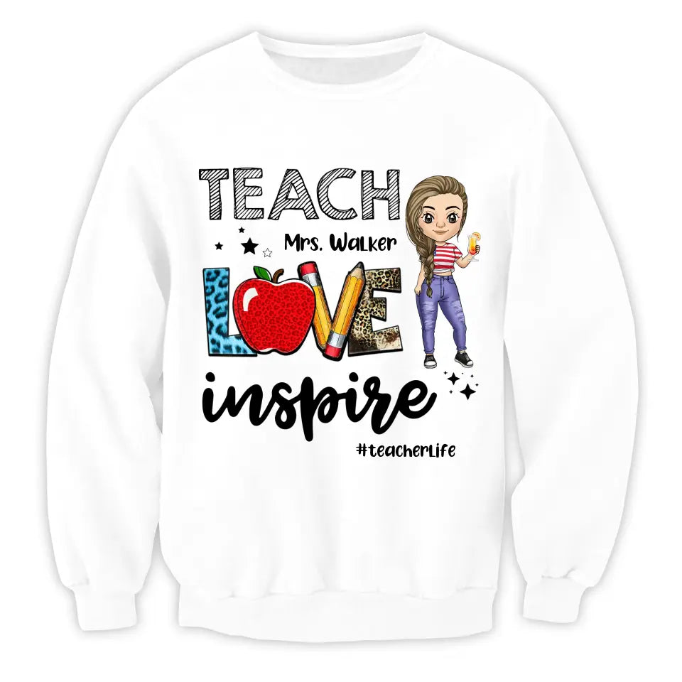 Teacher Love Inspire Teacherlife - Personalized T-shirt, Back To School Gift For Teacher From Student