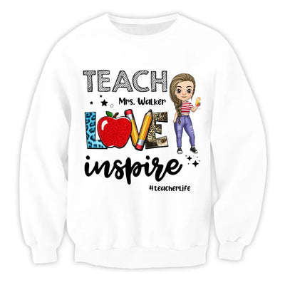Teacher Love Inspire Teacherlife - Personalized T-shirt, Back To School Gift For Teacher From Student