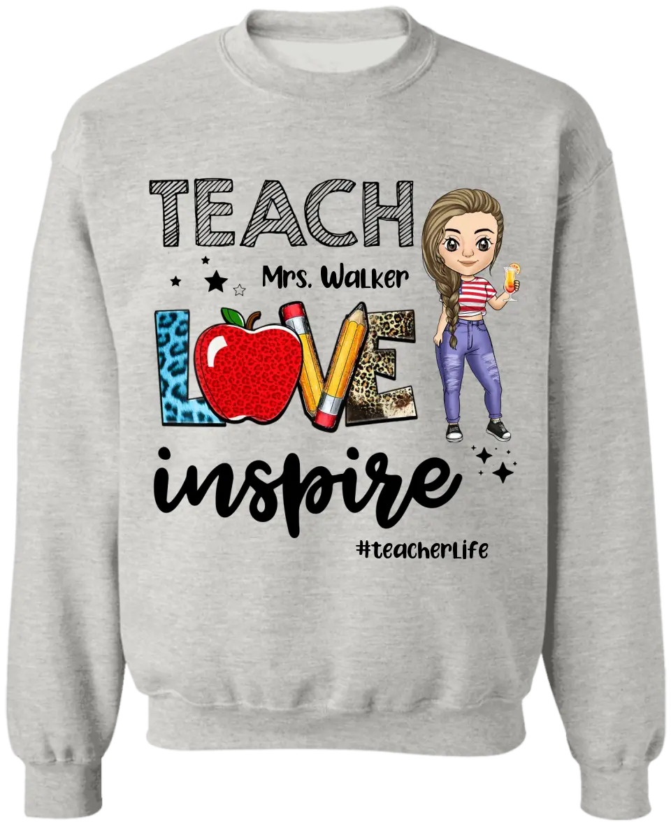 Teacher Love Inspire Teacherlife - Personalized T-shirt, Back To School Gift For Teacher From Student