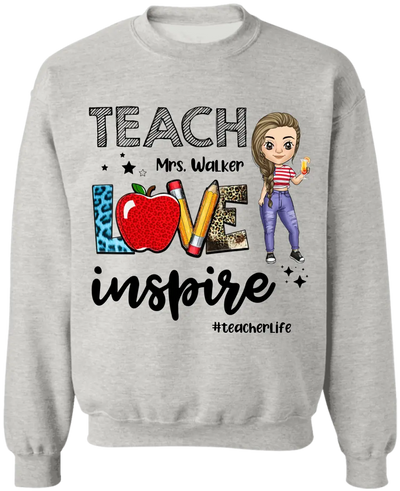Teacher Love Inspire Teacherlife - Personalized T-shirt, Back To School Gift For Teacher From Student