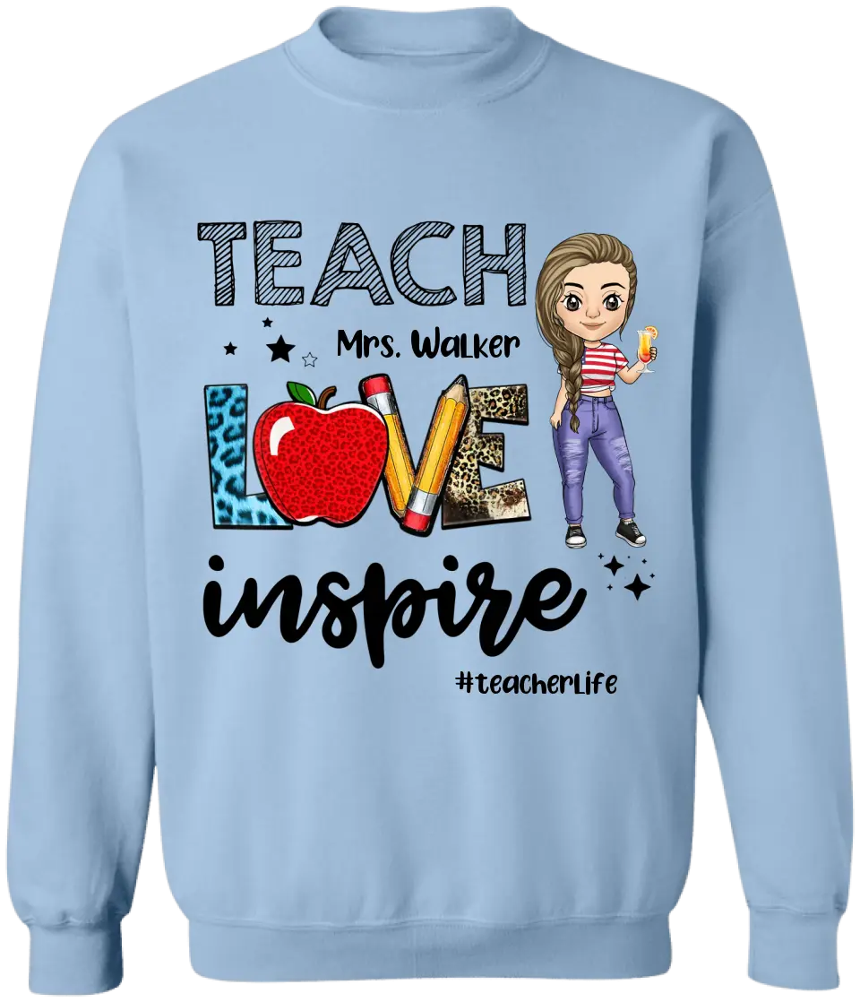 Teacher Love Inspire Teacherlife - Personalized T-shirt, Back To School Gift For Teacher From Student