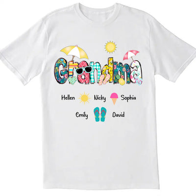 Summer Grandma With Grandkids Name - Personalized  T-shirt, Gift For Grandma