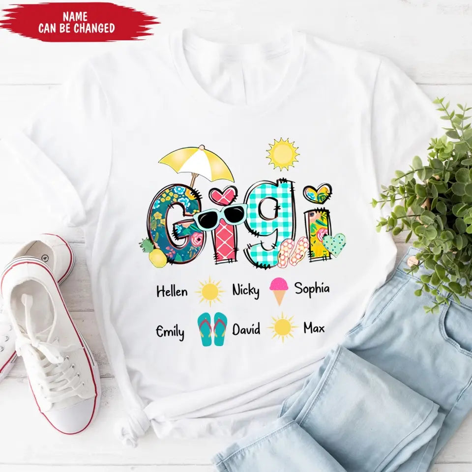 Summer Grandma With Grandkids Name - Personalized  T-shirt, Gift For Grandma