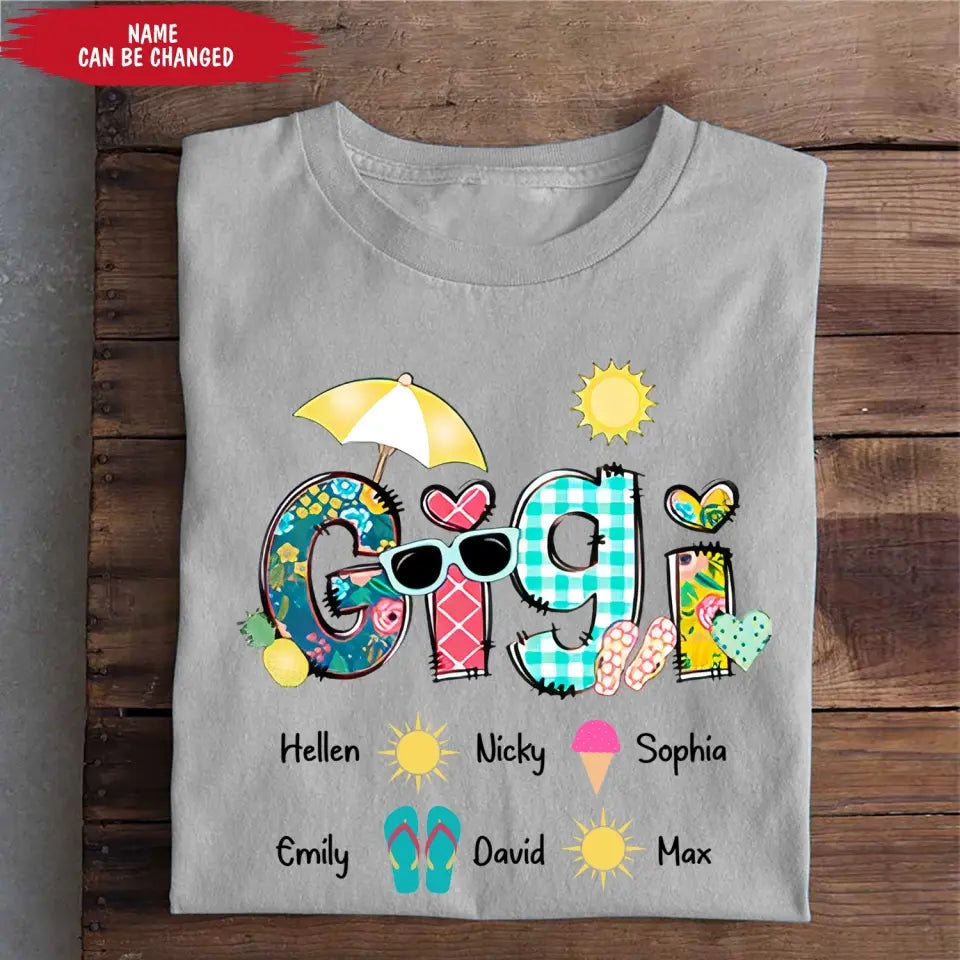 Summer Grandma With Grandkids Name - Personalized  T-shirt, Gift For Grandma