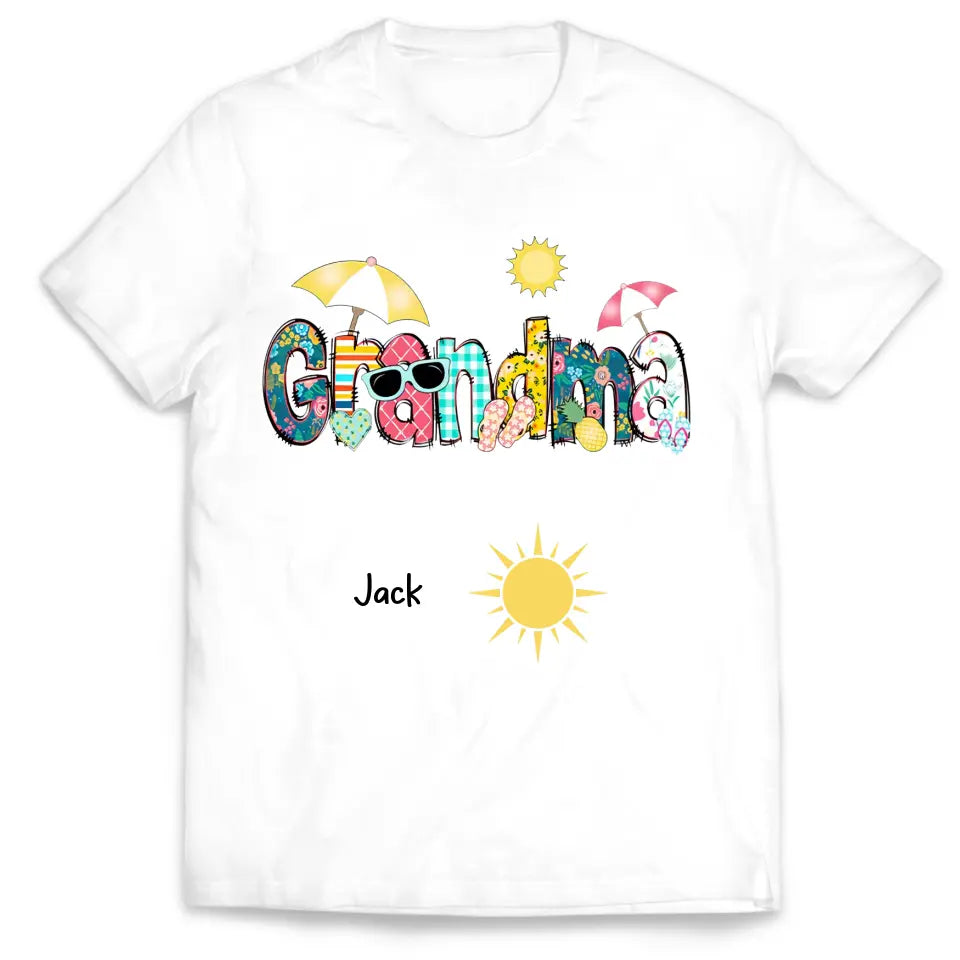 Summer Grandma With Grandkids Name - Personalized  T-shirt, Gift For Grandma