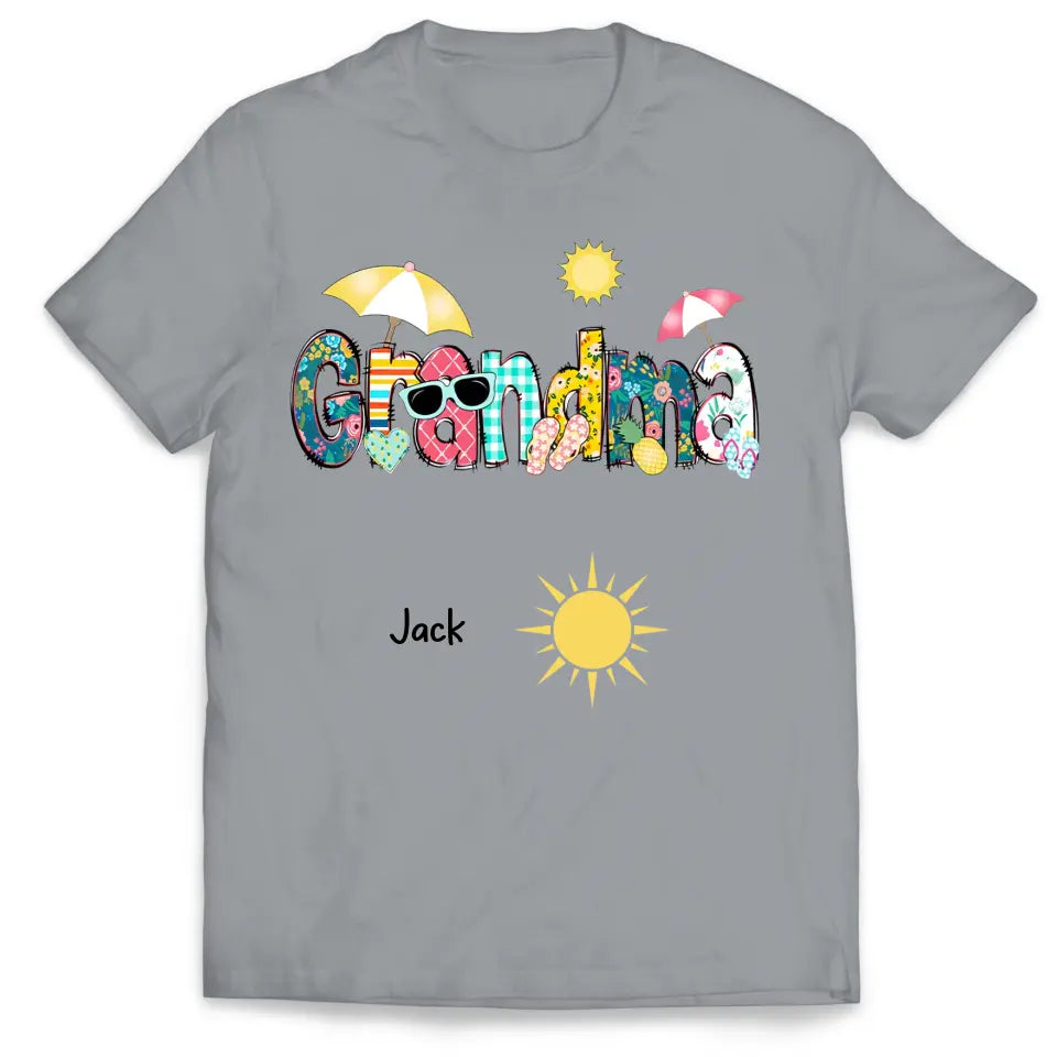 Summer Grandma With Grandkids Name - Personalized  T-shirt, Gift For Grandma