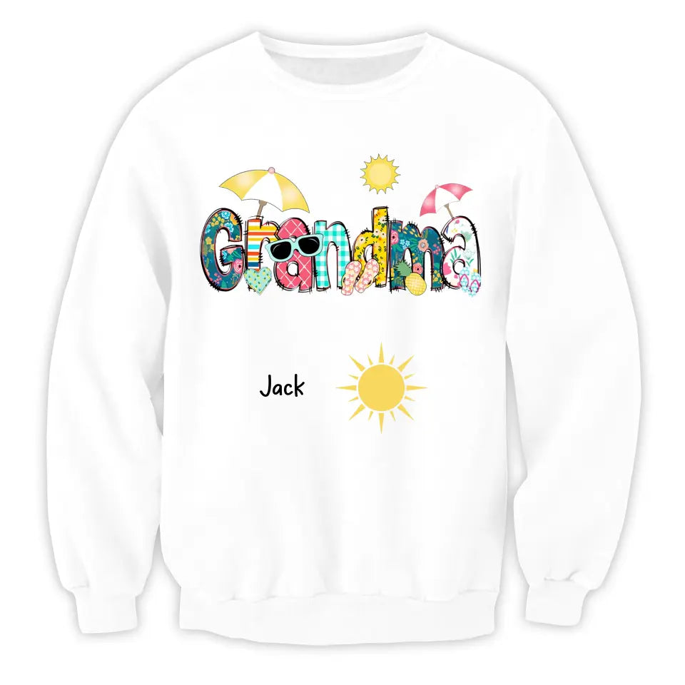 Summer Grandma With Grandkids Name - Personalized  T-shirt, Gift For Grandma