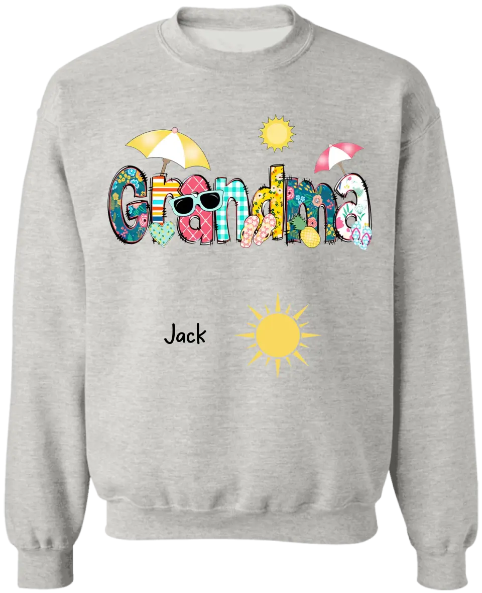 Summer Grandma With Grandkids Name - Personalized  T-shirt, Gift For Grandma