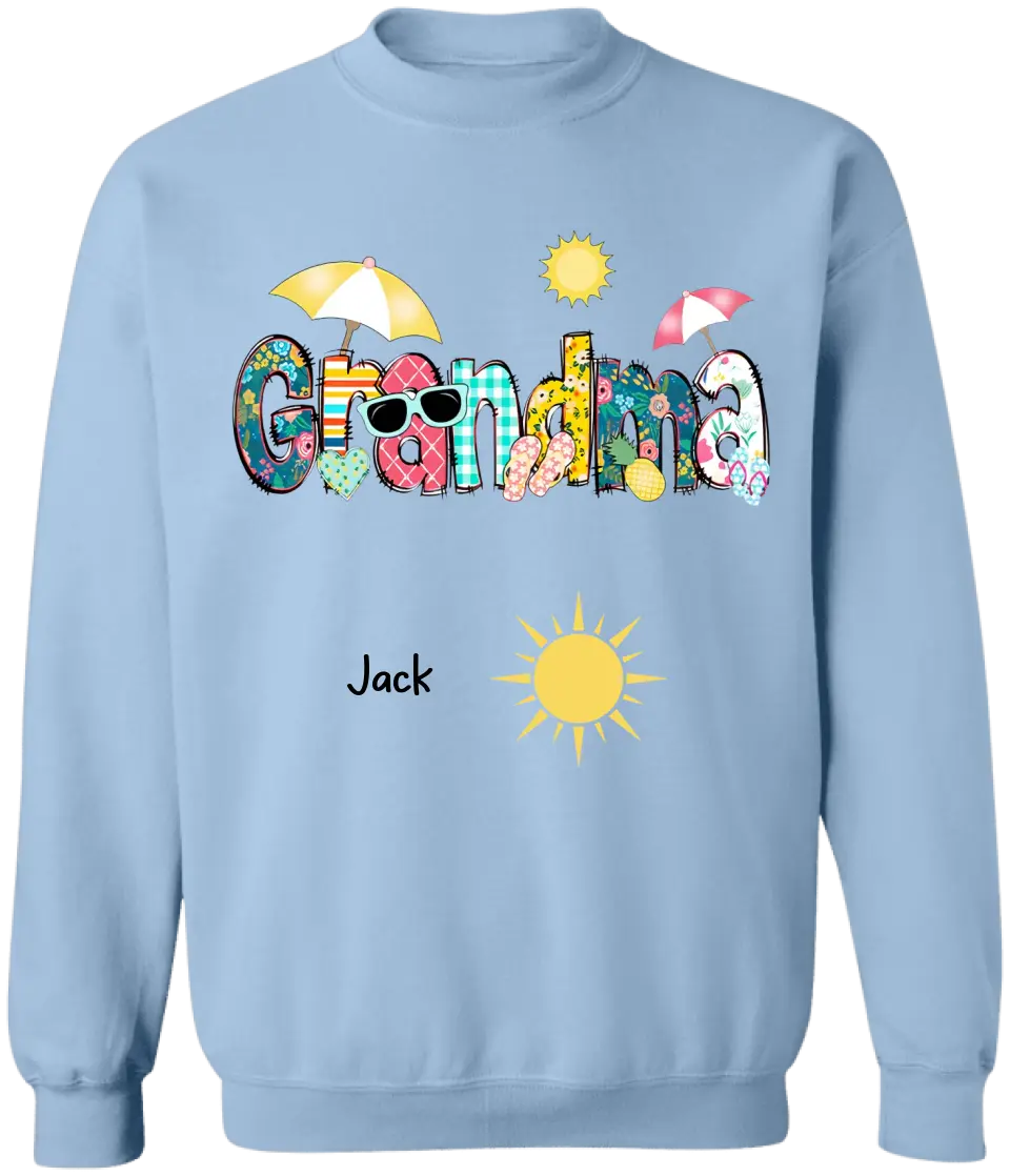 Summer Grandma With Grandkids Name - Personalized  T-shirt, Gift For Grandma