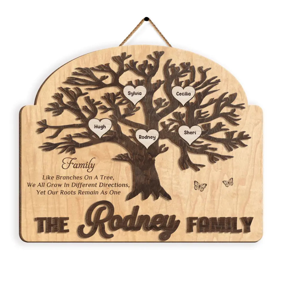 Family Like Branches On A Tree - Personalized 2 Layer Sign