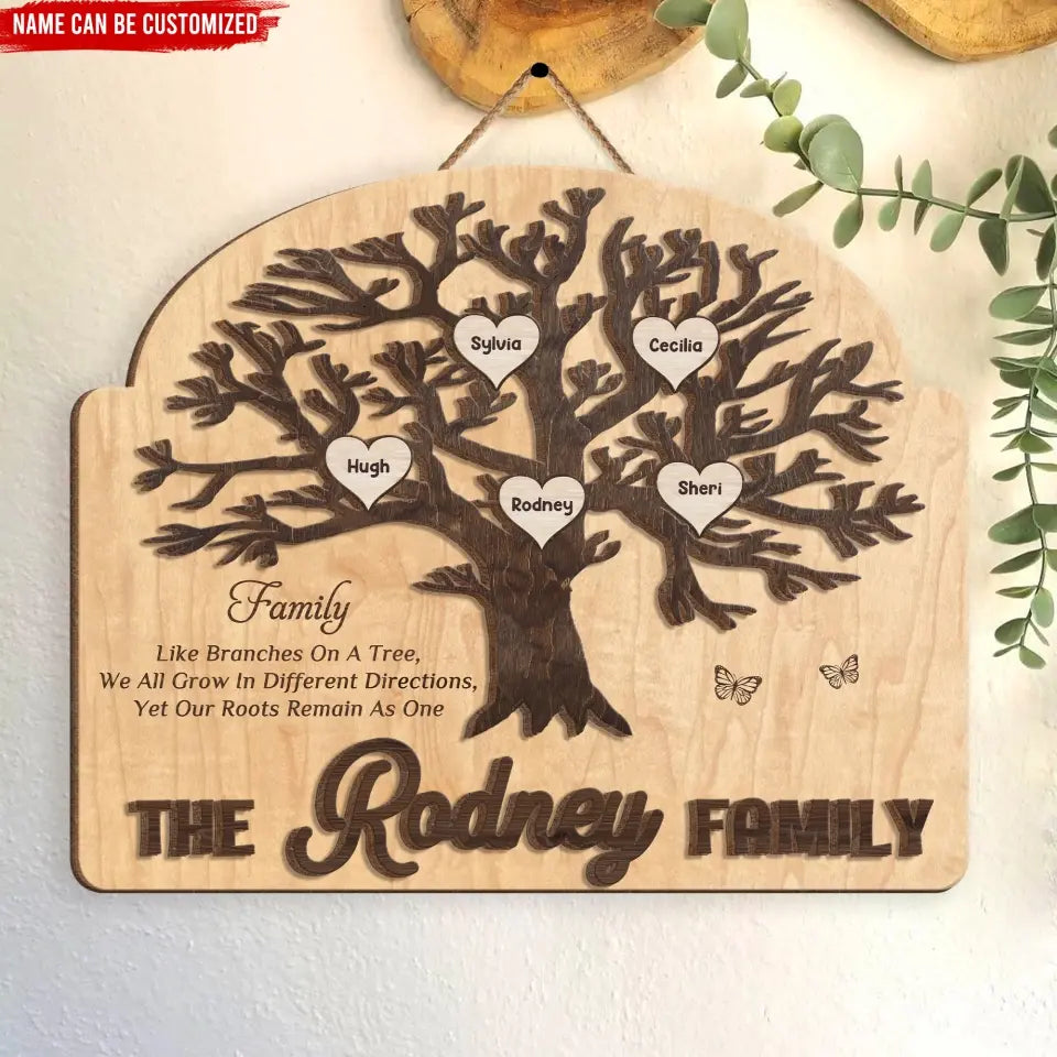 Family Like Branches On A Tree - Personalized 2 Layer Sign