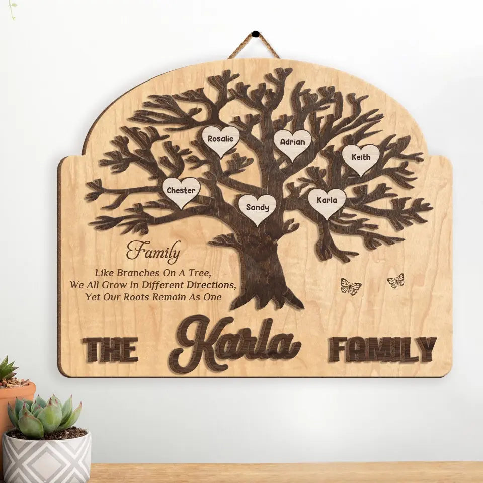 Family Like Branches On A Tree - Personalized 2 Layer Sign