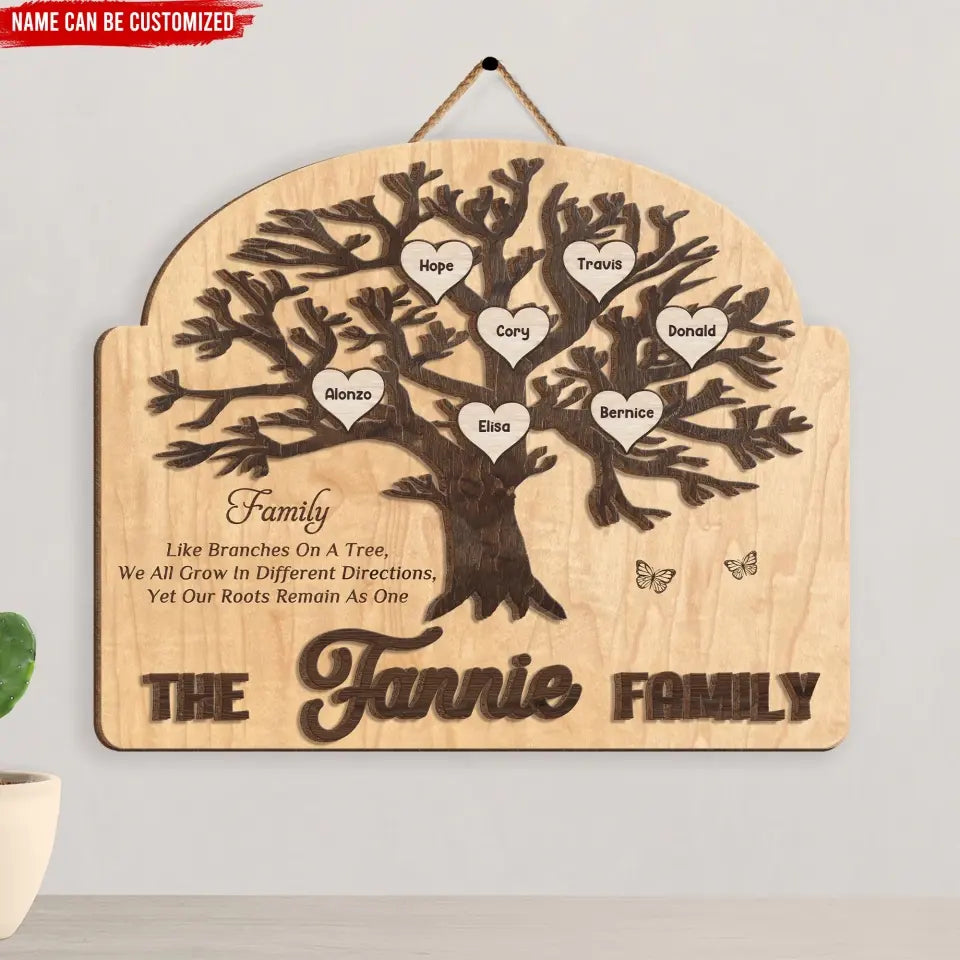 Family Like Branches On A Tree - Personalized 2 Layer Sign