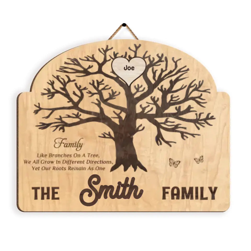 Family Like Branches On A Tree - Personalized 2 Layer Sign