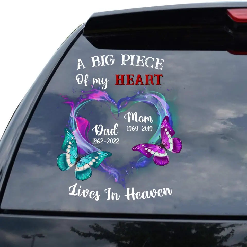 A Big Piece Of My Heart Lives In Heaven - Personalized Decal